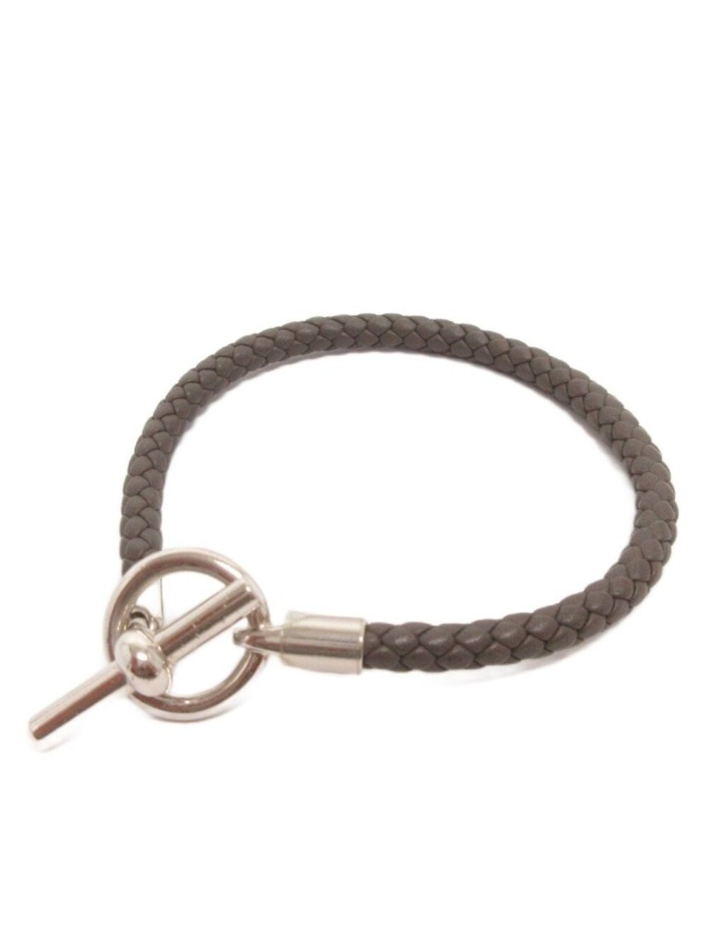 Hermes Glenan Bracelet Braided Leather Gray